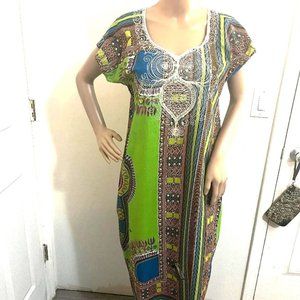 African Dashiki Print Dress, Shift, Sac Dress, Sacque Dress Size Small/Medium